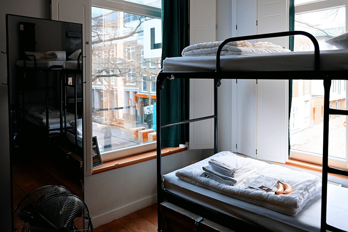 Bright dormitory with bunk beds